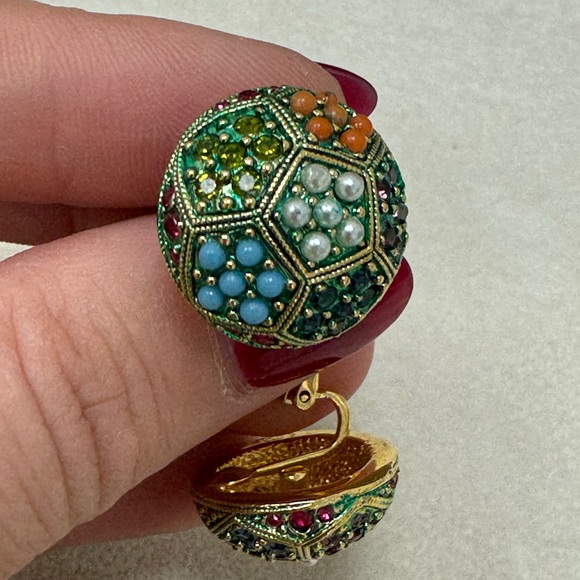 Gorgeous Vintage French Designer Earrings D'ORLAN -Micro beads & Stones - Picture 10 of 16